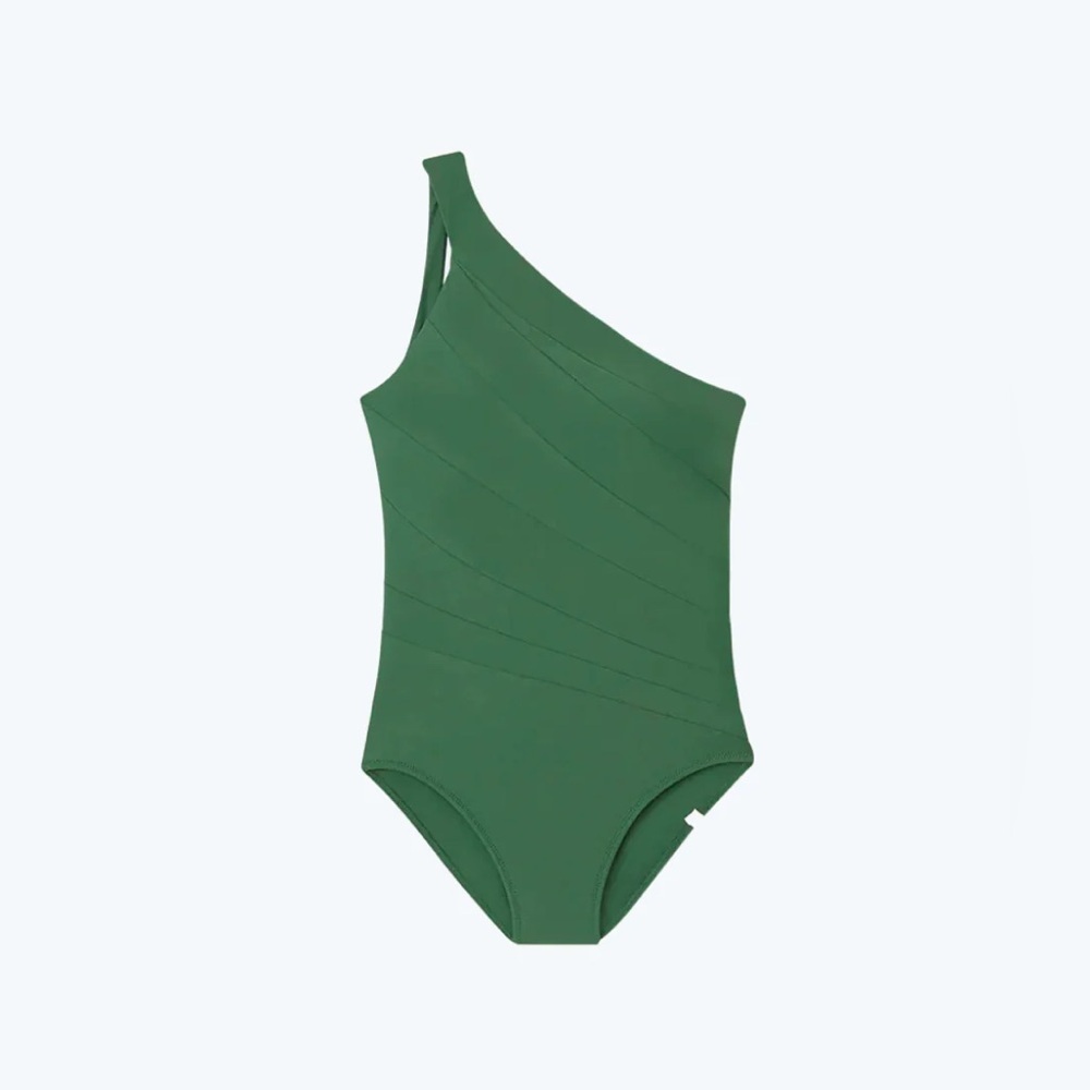 Summersalt The Long Torso Sidestroke One Piece One Shoulder Swimsuit Olive Green - Picture 3 of 11